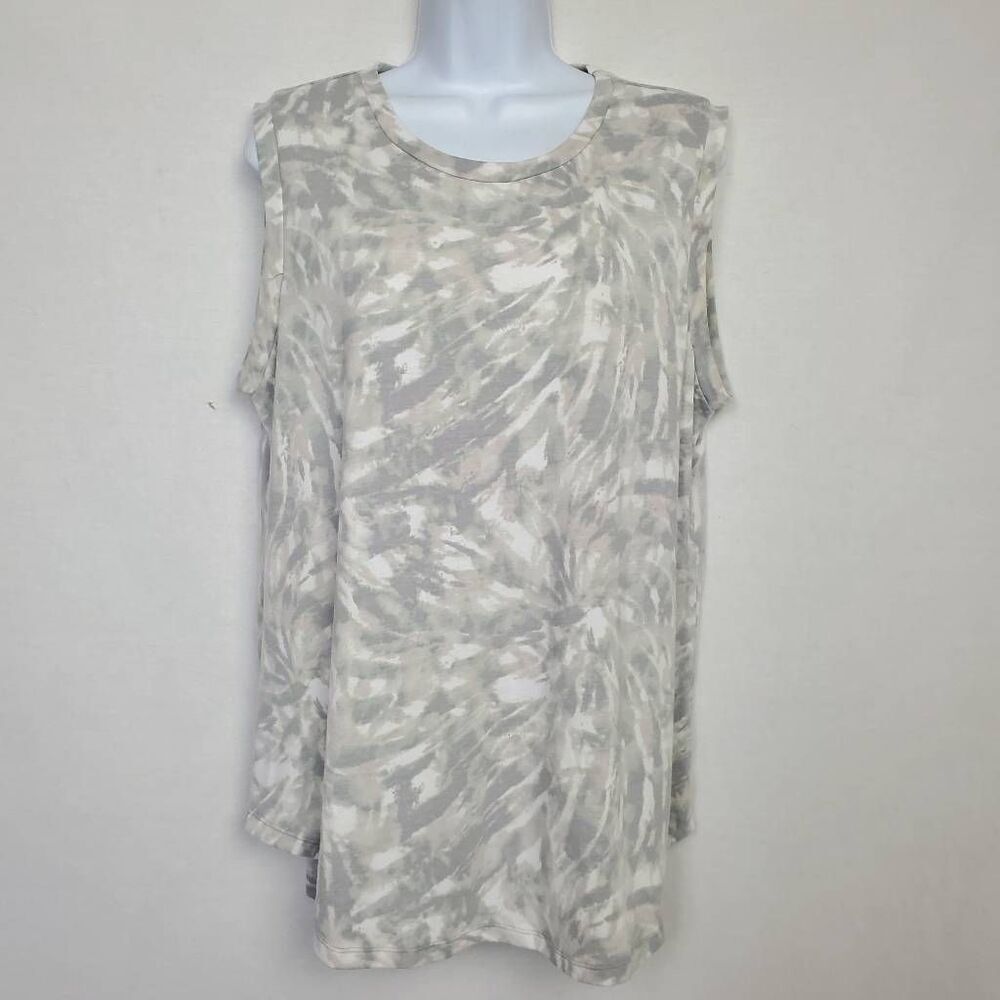 LuLaRoe Gray White Tie Dye Sleeveless Tunic L